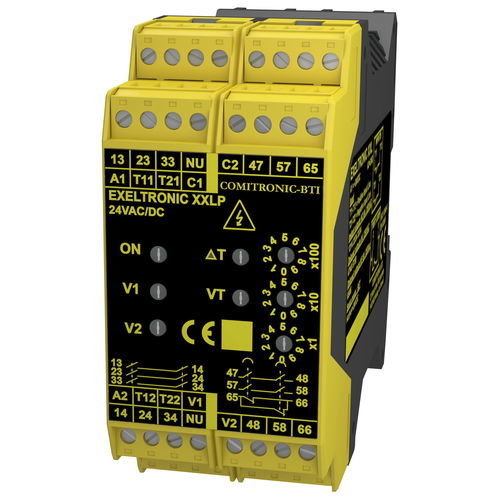 Relé de seguridad 2NC - EXELTRONIC XXLP - COMITRONIC - BTI - en riel DIN / 24 V CA / ajustable