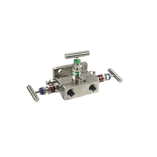 Manifold de 3 vías - M1BA - Redfluid SL - de acero inoxidable / roscado / con brida