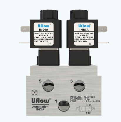 Distribuidor neumático de clapeta - TBAS10DS - UFLOW AUTOMATION - accionado por solenoide / de 4/2 vías / de aluminio