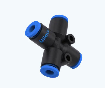 Racor neumático - VO-49 series - UFLOW AUTOMATION - push-in / en cruz / de plástico