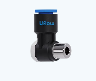 Racor neumático - VO - UFLOW AUTOMATION - push-in / codo de 90º / de metal