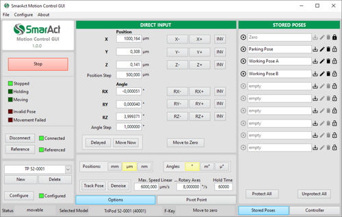 Software de interfaz - GUI - SmarAct GmbH - de movimiento 3D / de regulación de movimientos / de posicionamiento