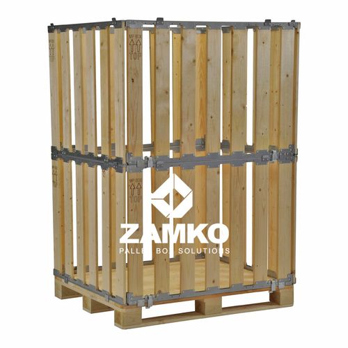 Caja-palé de madera - MPB.b160 - ZAMKO - para almacenamiento / plegable / abatible