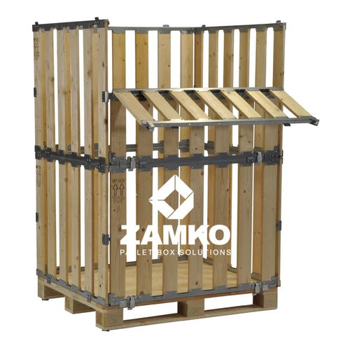 Caja-palé de madera - MPB.b160.F - ZAMKO - para almacenamiento / plegable / normalizada