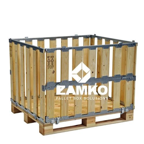 Caja-palé de madera - MPB.b80.F - ZAMKO - para almacenamiento / plegable / con cartolas abatibles