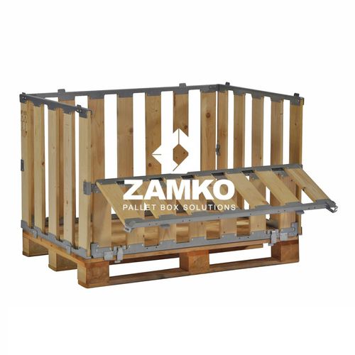 Caja-palé de madera - MPB.e70.F - ZAMKO - reutilizable / con cartolas abatibles