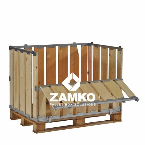 Caja-palé de madera - MPB.e70.PF - ZAMKO - para almacenamiento / para piezas pequeñas / plegable