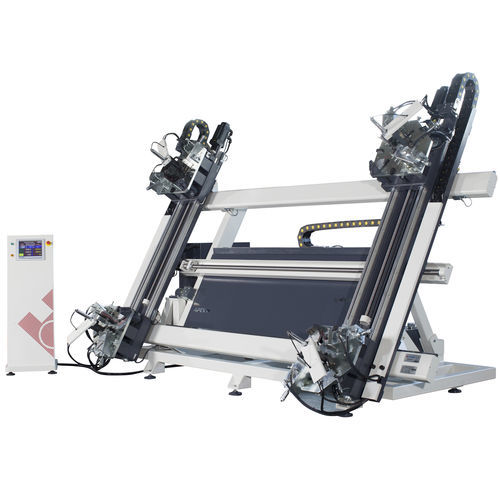 Engastadora de esquinas para perfiles de aluminio - APEX IV - OZMACHINE - automática / hidráulica / de 4 cabezales