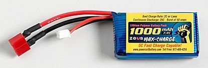Batería de polímero de litio - 7.4 V, 1 Ah | 2S 1000MAH - ZEUS Battery Products - prismática
