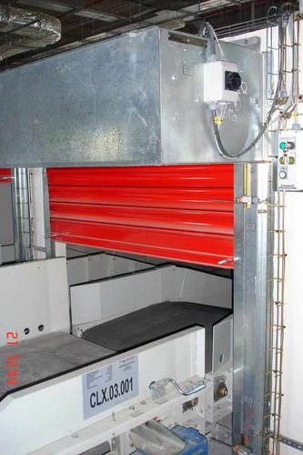 Puerta enrollable - PF-240 - ALFATECO MADRID S.A. - de acero inoxidable / de cinta transportadora / ignifugada