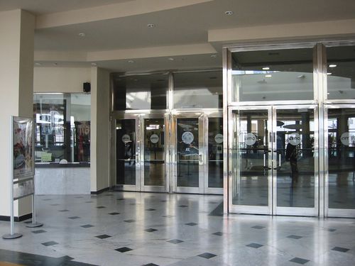 Puerta abatible - VPF series - ALFATECO MADRID S.A. - de vidrio / para exteriores / ignifugada