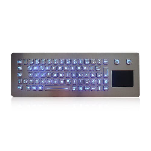 Teclado empotrable - K-TEK-A361TP-BL-DWP - Key Technology China Limited - con ratón integrado de 2 teclas / 70 teclas / con alfombrilla táctil
