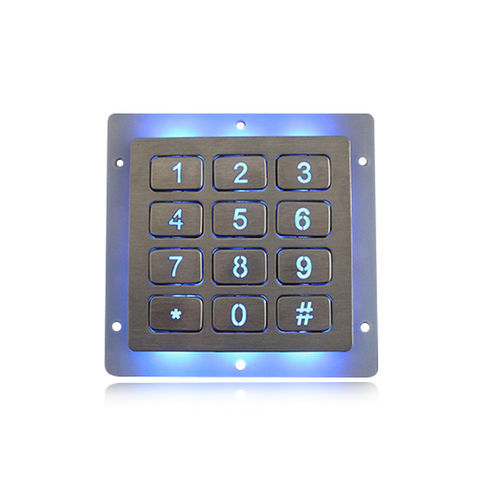 Teclado numérico 12 teclas - K-TEK-B86KP-12-BL-DWP - Key Technology China Limited - empotrable / de acero inoxidable / RS-232