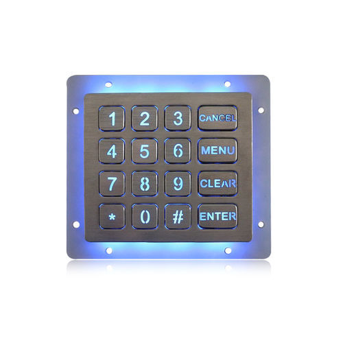 Teclado numérico 16 teclas - K-TEK-B90KP-16-AC-BL-DWP - Key Technology China Limited - empotrable / de acero inoxidable / IP65