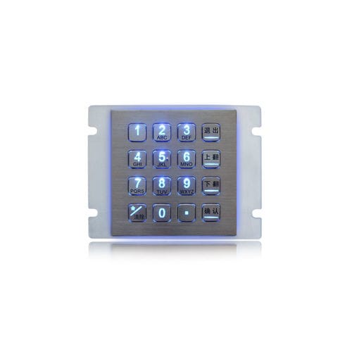 Teclado numérico 16 teclas - K-TEK-B100-100KP-16S-RP-BL-DWP - Key Technology China Limited - empotrable / de metal / de acero inoxidable