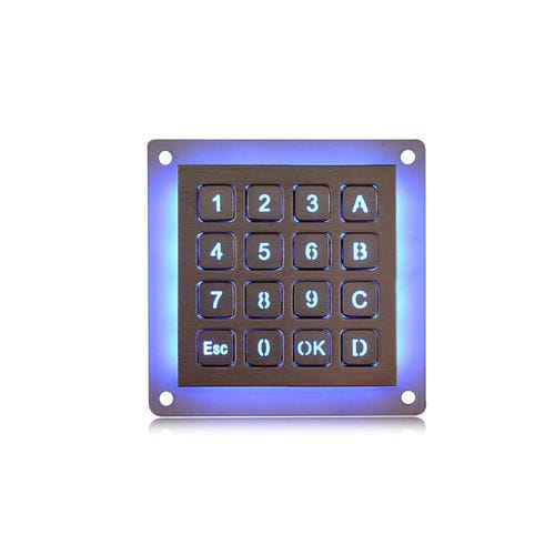 Teclado numérico 16 teclas - K-TEK-B60KP-16-AC-BL-DWP - Key Technology China Limited - empotrable / de acero inoxidable pulido / IP65