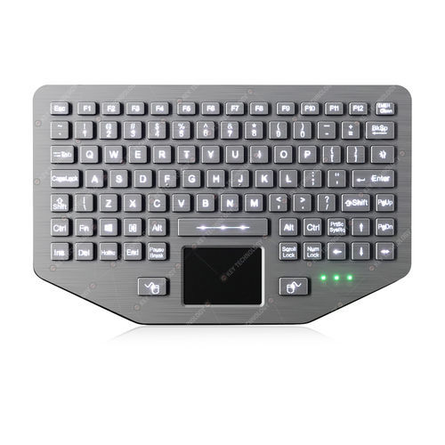 Teclado de acero inoxidable - K-TEK-A285TP-FN-BL-ML-DWP - Key Technology China Limited - empotrable / de tecla mecánica / con ratón integrado de 2 teclas