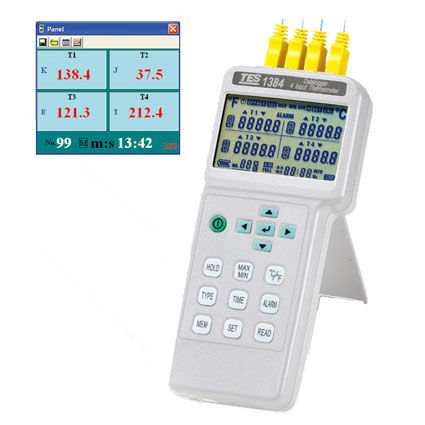 Termómetro de termopar - TES-1384 - TES Electrical Electronic Corp. - digital / USB / portátil