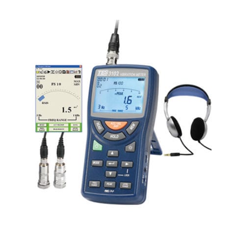 Vibrómetro para vigilancia de máquina - TES-3102 - TES Electrical Electronic Corp. - portátil / digital / acelerómetro
