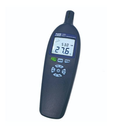 Termo-higrómetro con pantalla LCD - TES-1260 - TES Electrical Electronic Corp. - con doble display / portátil de mano / temperatura