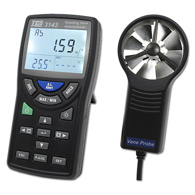 Anemómetro de hélice - TES-3143 - TES Electrical Electronic Corp. - digital / portátil