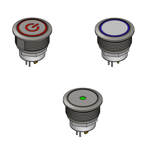 Botón pulsador táctil - W48M series - LUMEX - estanco al agua / IP67 / de metal
