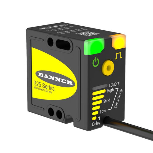 Sensor fotoeléctrico de haz ancho - B25 - BANNER ENGINEERING CORP. - retrorreflector / rectangular / para máquina de acondicionamiento