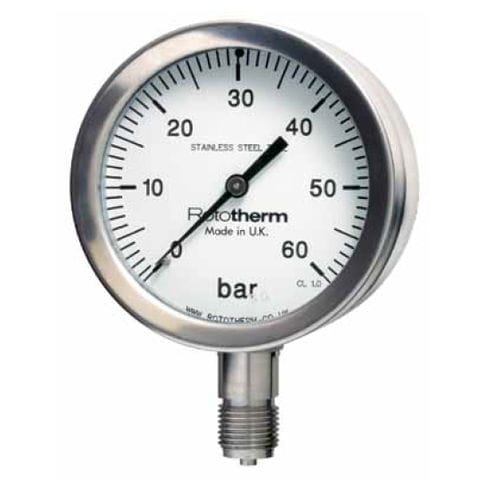 Manómetro de esfera - SPG series - British Rototherm Co. Ltd - roscado / NPT 1/2 / de acero inoxidable