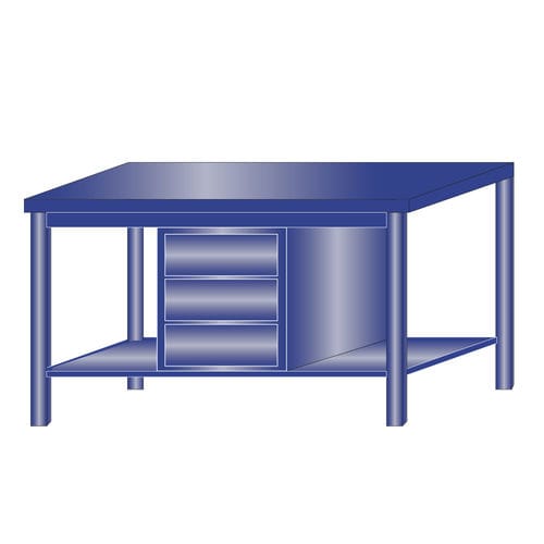 Banco de trabajo de metal - 217/FO - ARMECO - para taller / monobloque / con 3 cajones