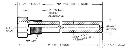 Termopozo de rosca - TEL-TRU - Tel-Tru Manufacturing - de acero inoxidable