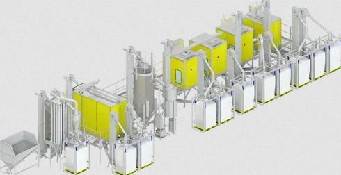 Instalación de reciclado de plástico - KRS - HAMOS GmbH, Recycling- und Separationstechnik - DEEE / con granulación / en línea de proceso
