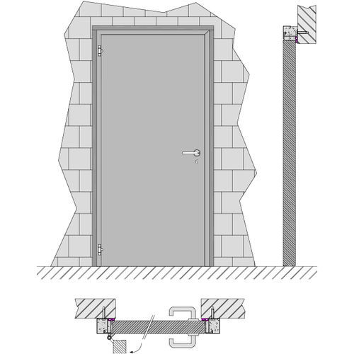 Puerta abatible - HEINEN SONDERMASCHINENBAU Neustadt GmbH - con bisagra / de acero / de PVC