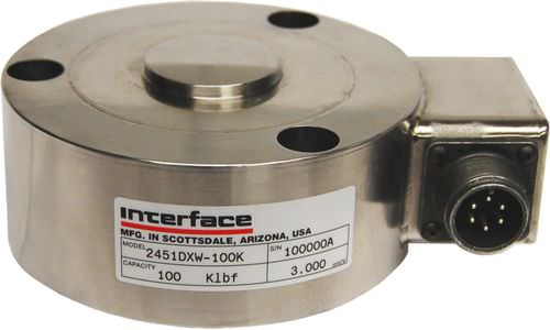 Célula de carga de compresión - 50 - 200 kN | 2451, 2461 - Interface, Inc. - de tipo botón / de acero inoxidable / de dimensiones reducidas