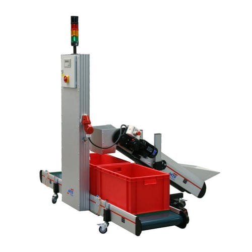 Transportador de banda - GL-EM 010 / GL-EM 230  - MTF Technik Hardy Schürfeld GmbH & Co. KG  - horizontal / de transporte / para cajas
