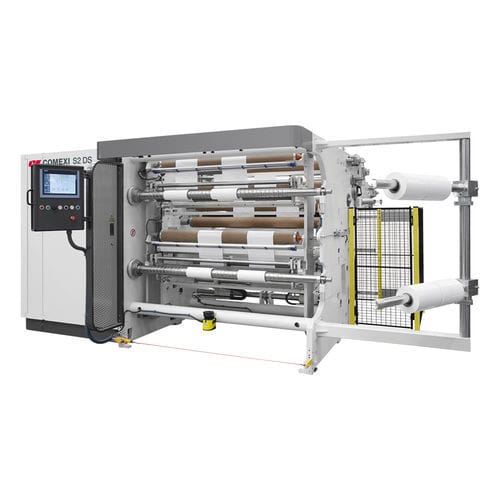 Cortadora rebobinadora compacta - S2 DS - Comexi Group Industries - para films estirables / rápida / de rodillos