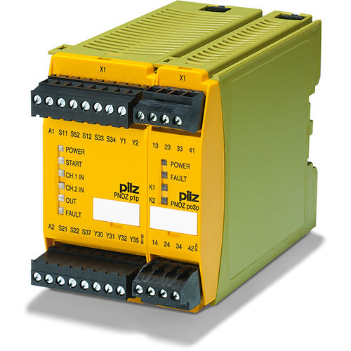 Relé de seguridad de parada de emergencia - PNOZpower - PILZ - para cortina fotoeléctrica / NA / en riel DIN