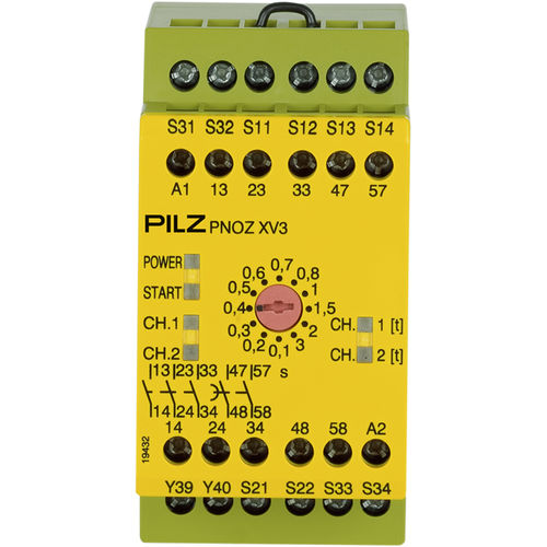 Relé de seguridad para montaje en panel - PNOZ XV3 - PILZ - de dos canales / monocanal / 24 Vcc