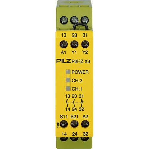 Relé de seguridad para mando bimanual - P2HZ X3 - PILZ - para montaje en panel / DC