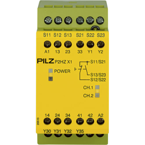 Relé de seguridad para mando bimanual - P2HZ X1 - PILZ - para botón pulsador / para montaje en panel / enchufable