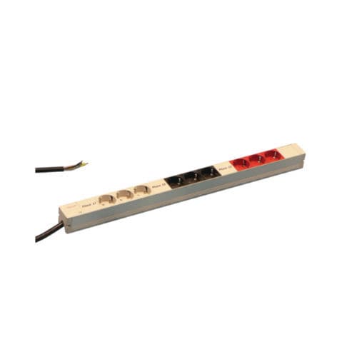 Regleta con interruptor - 60110-219 - nVent Schroff GmbH - trifásica / 9 tomas