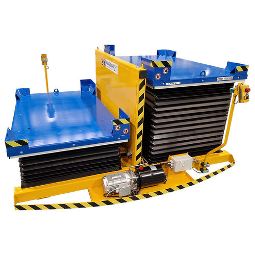 Mesa elevadora con tabla giratoria - PT2TEES130-160-100-371-3383-4 - MANERGO - de fuelle / hidráulica / eléctrica