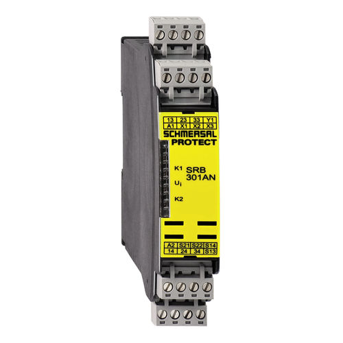 Relé de seguridad de parada de emergencia - SRB301AN 24VAC/DC - SCHMERSAL - en riel DIN