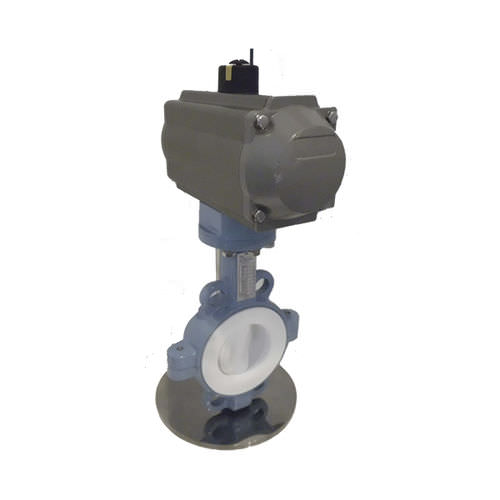 Válvula de mariposa - D671F(Full)-16c, DNV, CE - Zhejiang Kangsaite Valve Co., Ltd. - con control neumático / para agua de mar / con revestimiento de PTFE