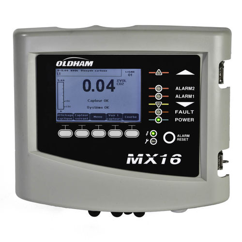 Central de detección de gas visualizador LCD - MX 16 - Teledyne Gas And Flame Detection - de pared / de monóxido de carbono / de metano