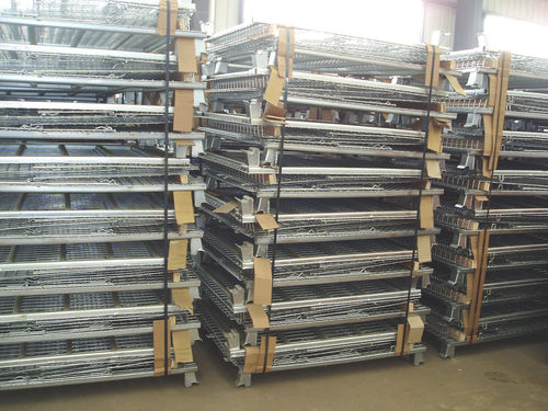Caja-palé de acero - UN-MC0807 - Nanjing fuyuan technology co.,ltd - enrejada / de manipulación / plegable