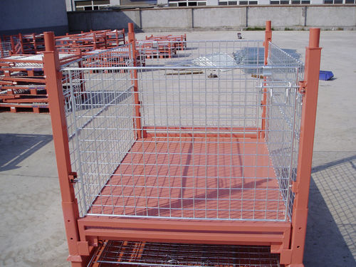 Caja-palé de acero - UN-MC0804 - Nanjing fuyuan technology co.,ltd - enrejada / de manipulación / plegable