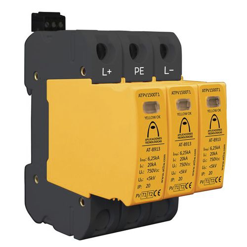 Protector de sobretensión de tipo 2 - ATPV1000 - Aplicaciones Tecnológicas, S.A. - para instalación fotovoltaica / compacto / 2 polos