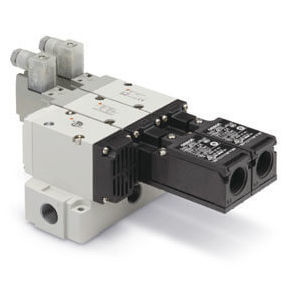 Distribuidor neumático de cajón - VP54 series - SMC  - accionado por solenoide / de 3 vías / con retorno por muelle