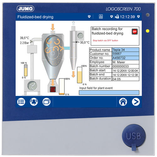 Registrador sin papel - LOGOSCREEN 700 - JUMO GmbH & Co. KG - de temperatura / para la industria / con pantalla táctil