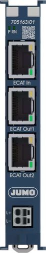 Módulo de comunicación EtherCAT - JUMO I/O system communication module 3-channel - JUMO GmbH & Co. KG - RJ45 / 3 puertos / en riel DIN